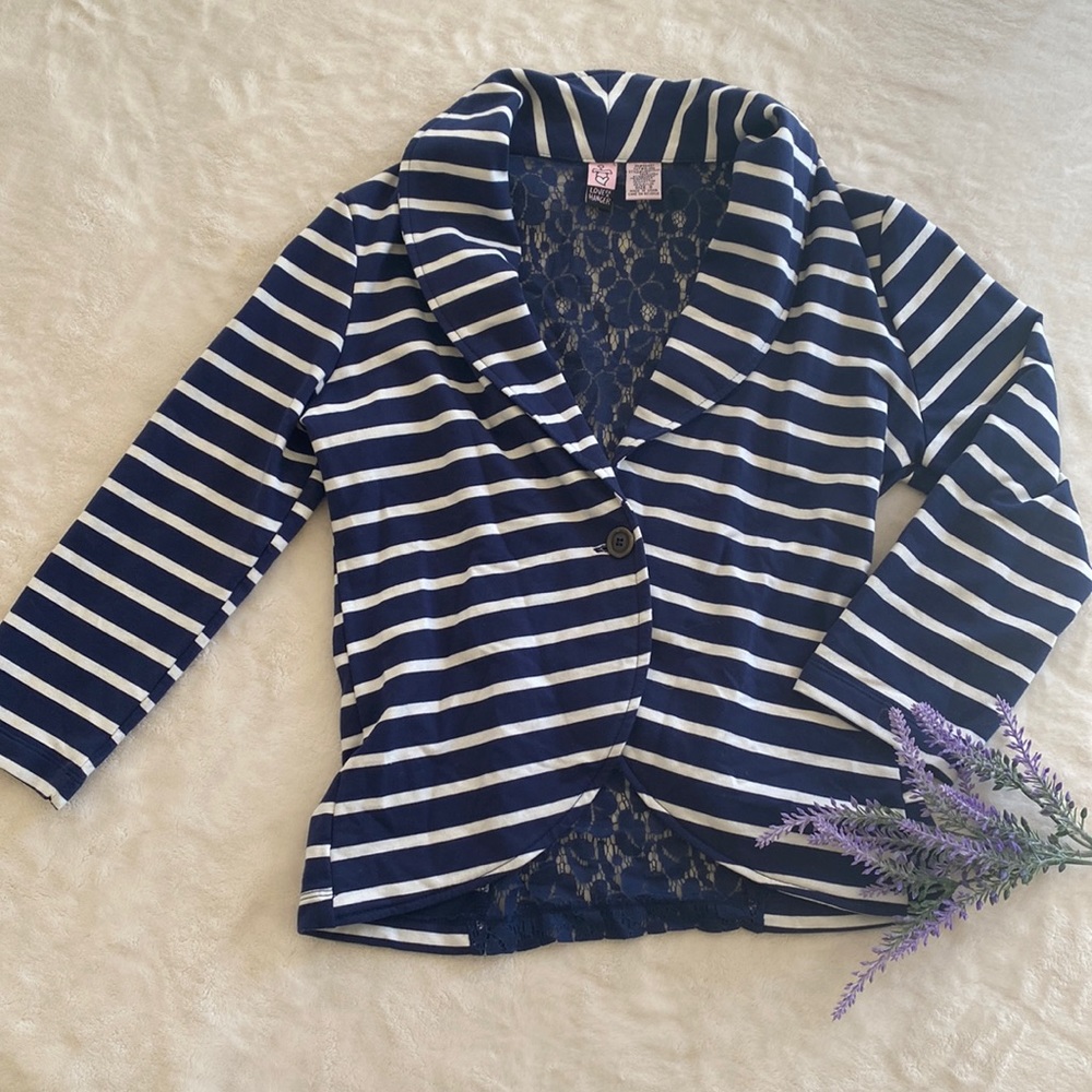 Blue and white stripped blazer